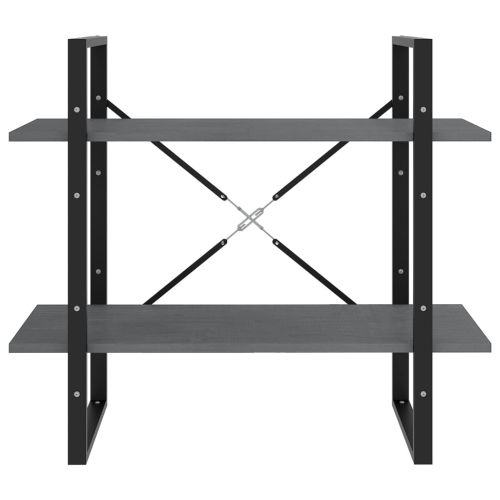 2-етажна библиотека, сива, 80x30x70 см, борово дърво масив