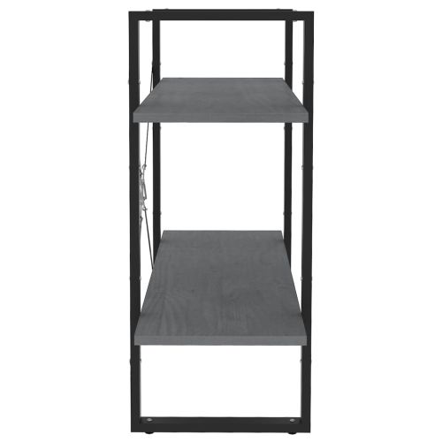 2-етажна библиотека, сива, 80x30x70 см, борово дърво масив