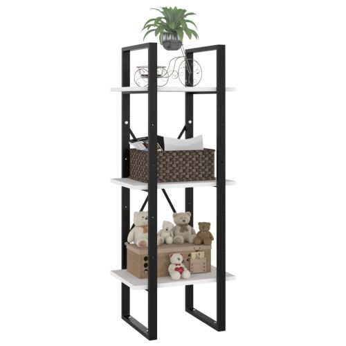 3-етажна библиотека, бял, 40x30x105 см, инженерно дърво