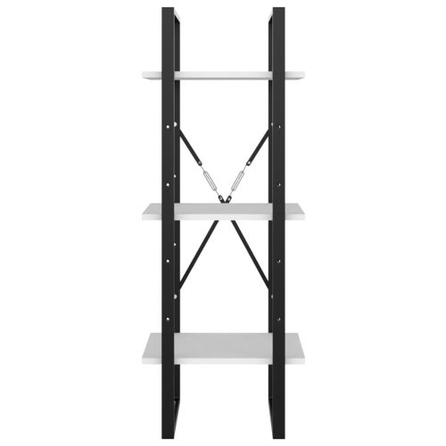 3-етажна библиотека, бял, 40x30x105 см, инженерно дърво