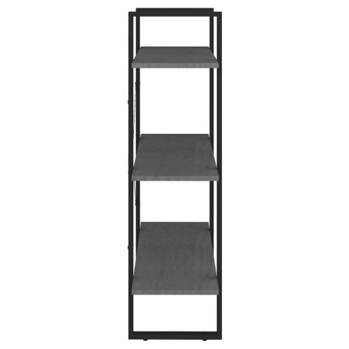 3-етажна библиотека, сива, 80x30x105 см, борово дърво масив