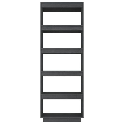 Библиотека/разделител за стая, сива, 60x35x167 см, бор масив