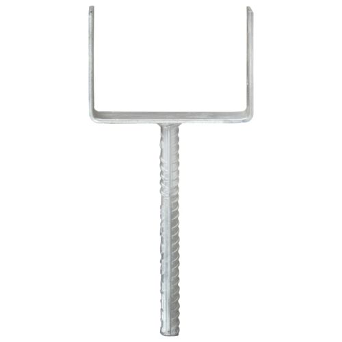 Оградни подпори 6 бр сребристи 14x6x30 см поцинкована стомана