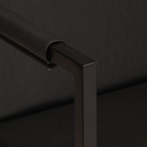 Фотьойл, черен, естествена кожа