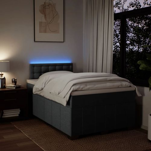 Боксспринг легло с матрак, тъмносиво, 120x200 см, плат