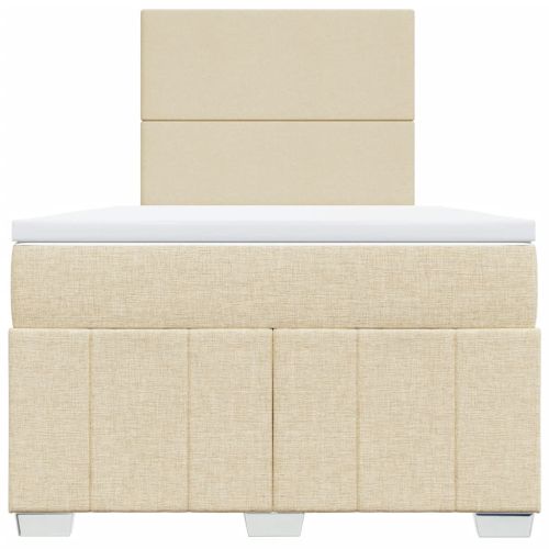 Боксспринг легло с матрак, кремаво, 120x200 см, плат