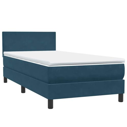 Боксспринг легло с матрак и LED, тъмносиньо, 80x220 cm, кадифе