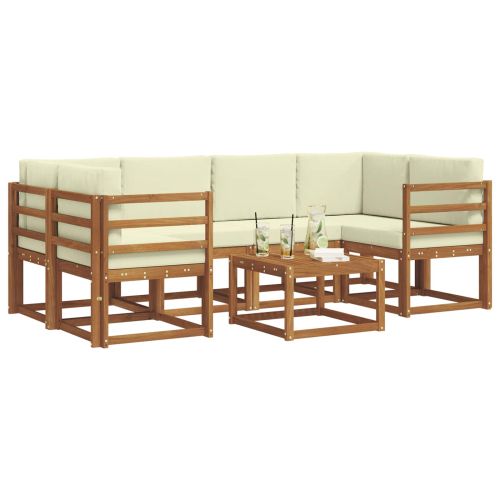 Комплект дивани за открито 7 pcs Натурален и Крема