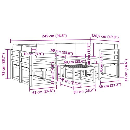 Комплект дивани за открито 7 pcs Натурален и Крема