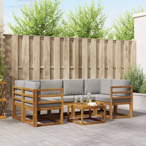 Комплект дивани за открито 7 pcs Естествено и светло сиво