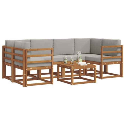 Комплект дивани за открито 7 pcs Естествено и светло сиво