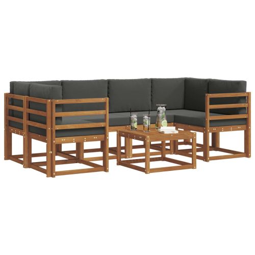 Комплект дивани за открито 7 pcs Натурален и Антрацит