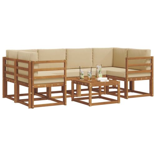 Комплект дивани за открито 7 pcs Натурален и Бежов