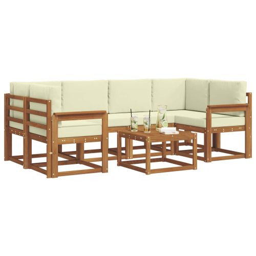 Комплект дивани за открито 7 pcs Натурален и Крема