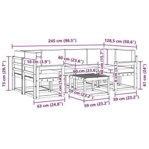 Комплект дивани за открито 7 pcs Естествено и светло сиво