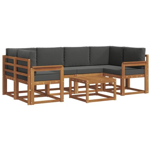 Комплект дивани за открито 7 pcs Натурален и Антрацит