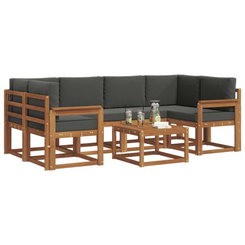 Комплект дивани за открито 7 pcs Натурален и Антрацит