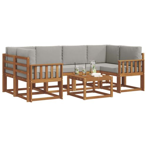 Комплект дивани за открито 7 pcs Естествено и светло сиво