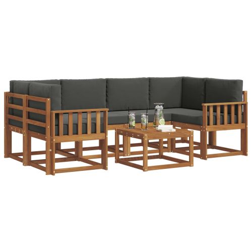 Комплект дивани за открито 7 pcs Натурален и Антрацит