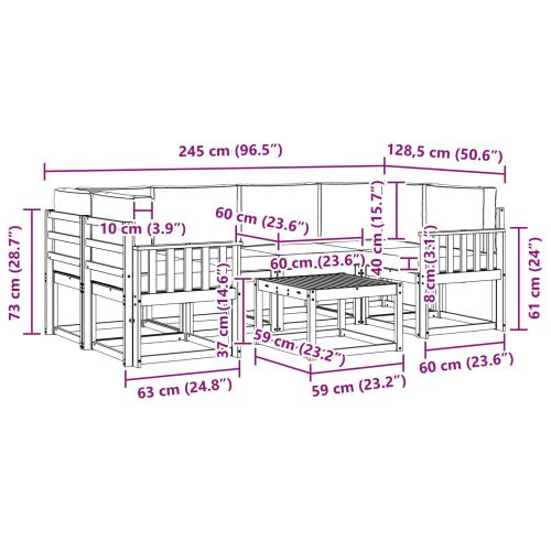 Комплект дивани за открито 7 pcs Натурален и Бежов