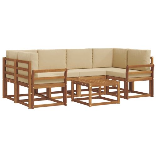 Комплект дивани за открито 7 pcs Натурален и Бежов