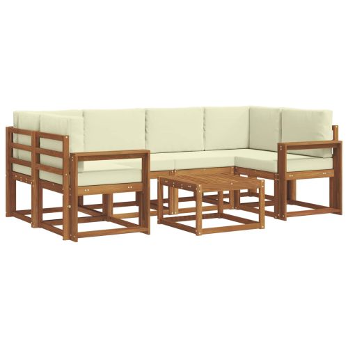 Комплект дивани за открито 7 pcs Натурален и Крема