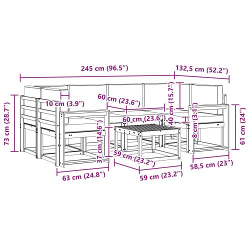 Комплект дивани за открито 7 pcs Натурален и Крема
