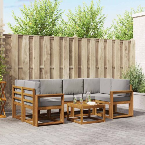 Комплект дивани за открито 7 pcs Естествено и светло сиво