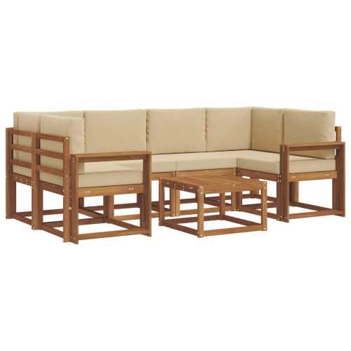 Комплект дивани за открито 7 pcs Натурален и Бежов