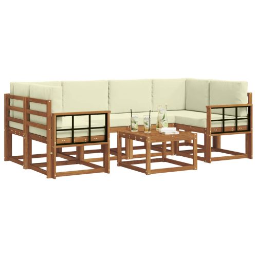 Комплект дивани за открито 7 pcs Натурален и Крема