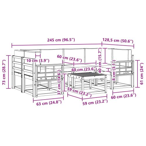 Комплект дивани за открито 7 pcs Натурален и Крема
