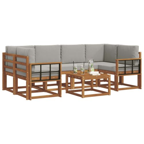 Комплект дивани за открито 7 pcs Естествено и светло сиво