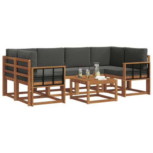 Комплект дивани за открито 7 pcs Натурален и Антрацит