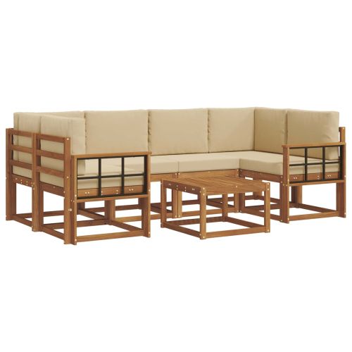 Комплект дивани за открито 7 pcs Натурален и Бежов