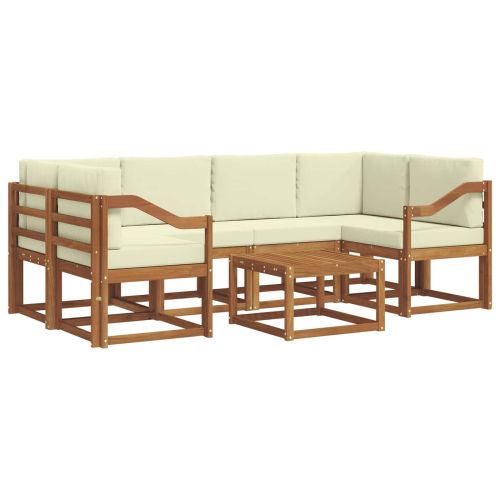 Комплект дивани за открито 7 pcs Натурален и Крема