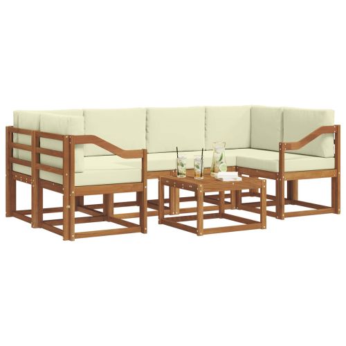 Комплект дивани за открито 7 pcs Натурален и Крема