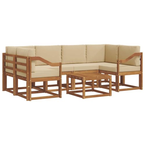 Комплект дивани за открито 7 pcs Натурален и Бежов