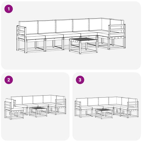 Комплект дивани за открито 7 pcs Натурален и Антрацит
