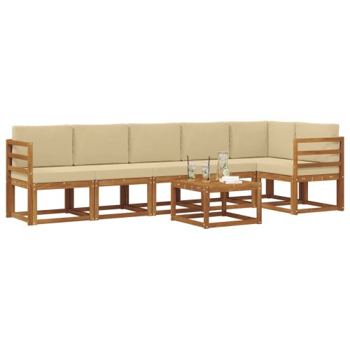 Комплект дивани за открито 7 pcs Натурален и Бежов