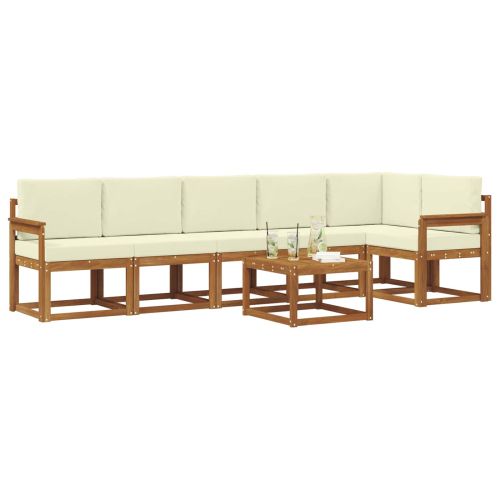 Комплект дивани за открито 7 pcs Натурален и Крема