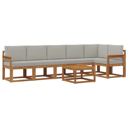 Комплект дивани за открито 7 pcs Естествено и светло сиво