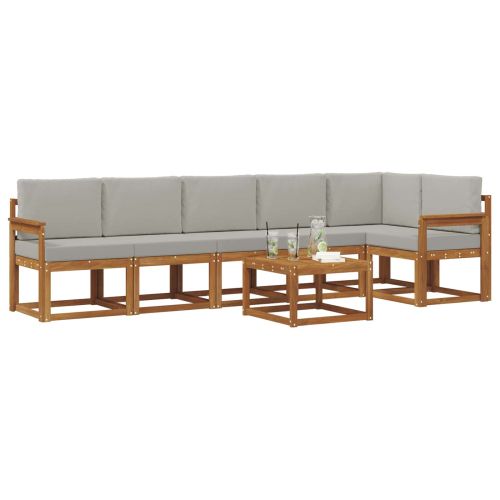 Комплект дивани за открито 7 pcs Естествено и светло сиво