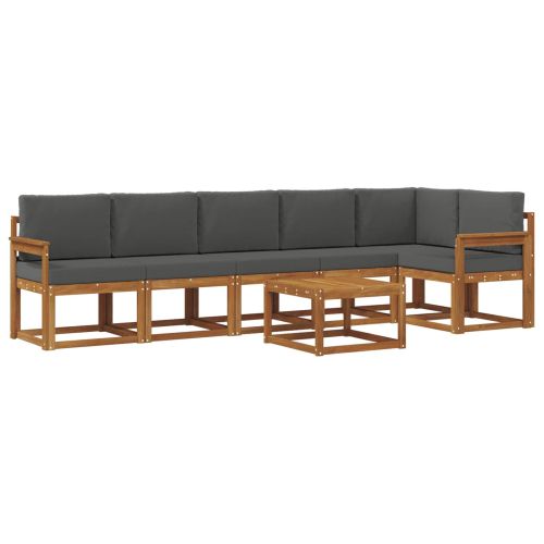 Комплект дивани за открито 7 pcs Натурален и Антрацит