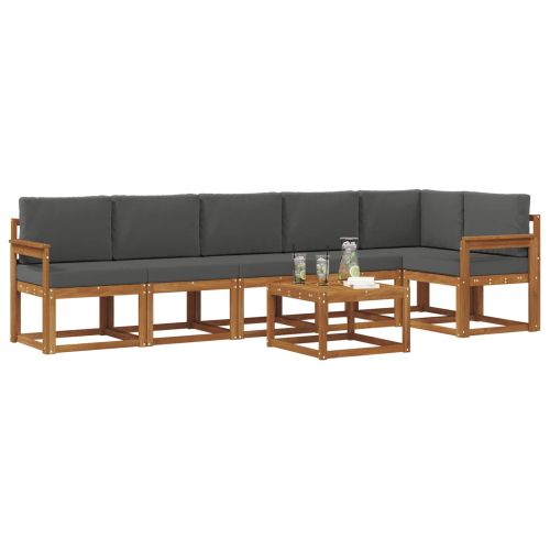 Комплект дивани за открито 7 pcs Натурален и Антрацит