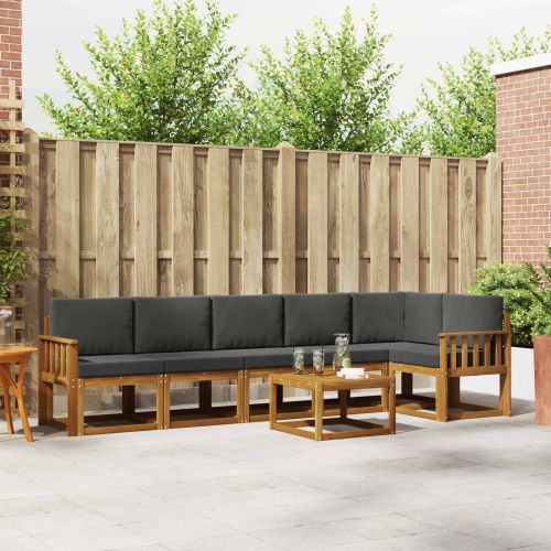 Комплект дивани за открито 7 pcs Натурален и Антрацит