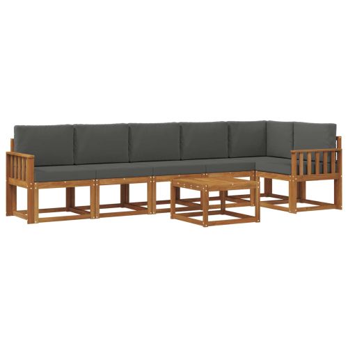 Комплект дивани за открито 7 pcs Натурален и Антрацит