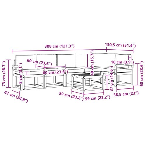 Комплект дивани за открито 7 pcs Натурален и Бежов