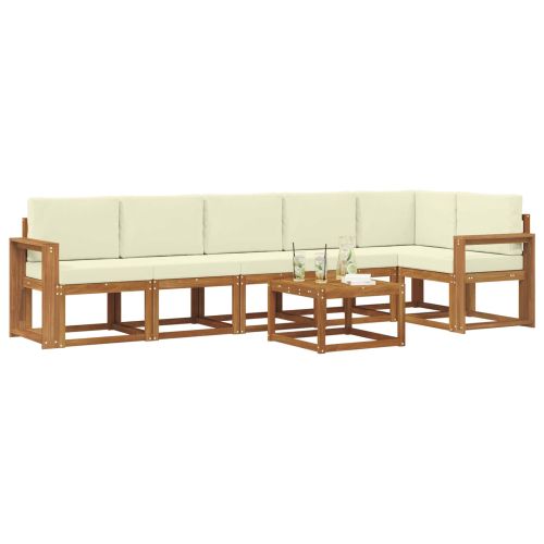 Комплект дивани за открито 7 pcs Натурален и Крема