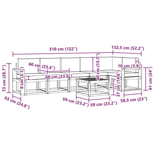 Комплект дивани за открито 7 pcs Натурален и Антрацит