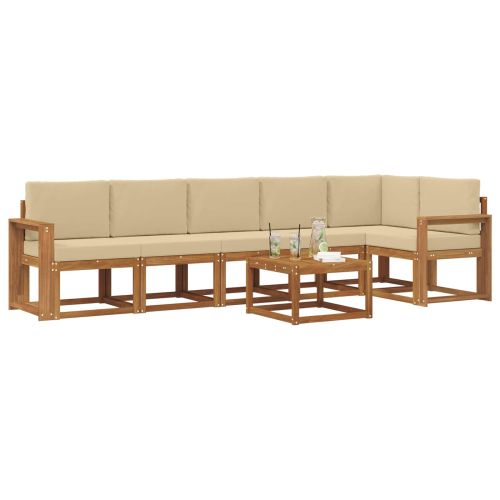 Комплект дивани за открито 7 pcs Натурален и Бежов